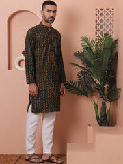 Men Printed Cotton Kurta Pyjama Set-JOKP-P
