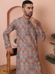 Men Printed Cotton Kurta Pyjama Set-JOZKP-P