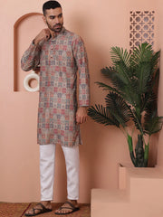 Men Printed Cotton Kurta Pyjama Set-JOZKP-P