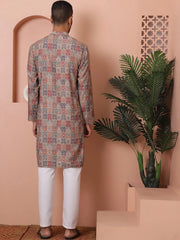 Men Printed Cotton Kurta Pyjama Set-JOZKP-P