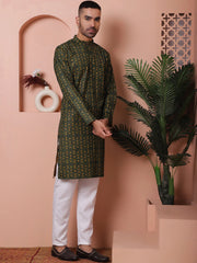 Men Printed Cotton Kurta Pyjama Set-JOKP-PT