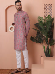 Men Printed Cotton Kurta Pyjama Set-JTOKP-P