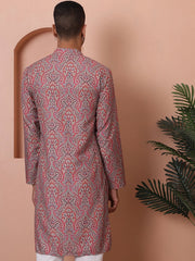 Men Printed Cotton Kurtas-KO-5069Red