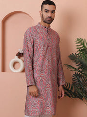 Men Printed Cotton Kurtas-KO-5069Red