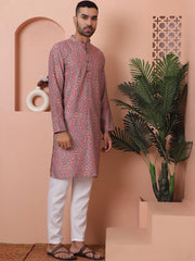 Men Printed Cotton Kurta Pyjama Set-JTOKP-P