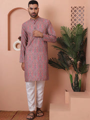 Men Printed Cotton Kurta Pyjama Set-JTOKP-P