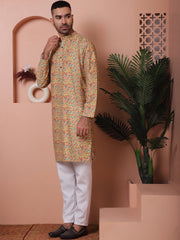 Men Printed Cotton Kurta Pyjama Set-JOKTP-P