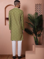 Men's Foil Printed Kurta with Pyjama-JOKP-PCV