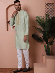 Men's Foil Printed Kurta with Pyjama-JWOKP-P