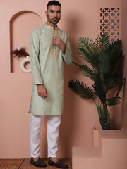 Men's Foil Printed Kurta with Pyjama-JWOKP-P