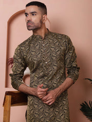 Men Black Silk Blend Straight Kurta Pyjama Set-JOKP-P