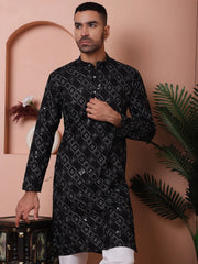 Men's Sequins and Embroidered Kurta with Pyjama-JOKLP-P