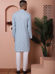 Men's Sequins and Embroidered Kurta with Pyjama-JROKP-P