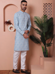 Men's Sequins and Embroidered Kurta with Pyjama-JROKP-P