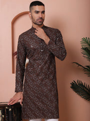 Men's Sequins and Embroidered Kurta with Pyjama-JOKP-P