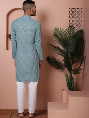 Men's Sequins and Embroidered Kurta with Pyjama-JOIKP-P