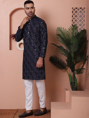 Men's Sequins and Embroidered Kurta with Pyjama-JOKTP-P