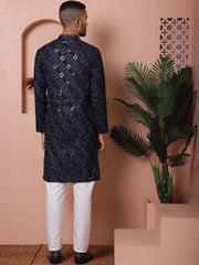 Men's Sequins and Embroidered Kurta with Pyjama-JOKTP-P