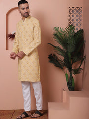 Men's Sequins and Embroidered Kurta with Pyjama-JOKP-PP