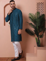 Men's Embroidered and Sequins Kurta with Pyjama-JOKP-OP