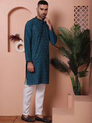 Men's Embroidered and Sequins Kurta with Pyjama-JOKP-OP