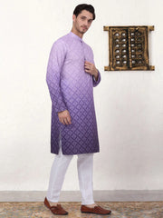 Men's Purple Ombre Printed Kurta Pyjama Set-JOKP-P
