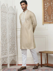 Collar Styled Embroidered & Sequin Kurta With Pyjama-JOKP-P