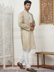 Collar Styled Embroidered & Sequin Kurta With Pyjama-JOKP-P