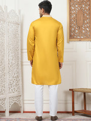 Collar Embroidered & Sequin Kurta With Solid Pyjama-JOKP-P