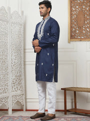 Collar Embroidered Styled & Sequin Kurta With Pyjama-JOKP-P