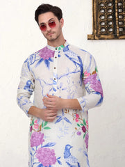 Men's Animal Solid Printed Pure Cotton Straight Kurta Pyjama Set-JOKP-P
