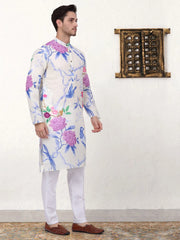 Men's Animal Solid Printed Pure Cotton Straight Kurta Pyjama Set-JOKP-P