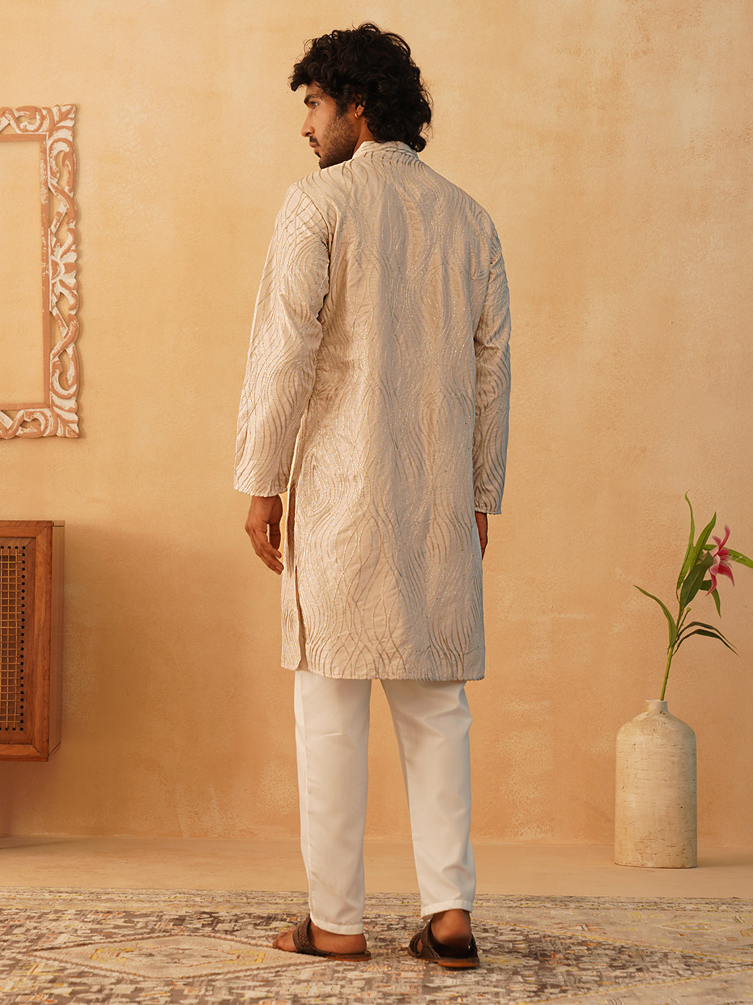 DesiQlo Men Embroidered Kurta Pyjama Set - Gold - JOKP_P_5083Bronze_S