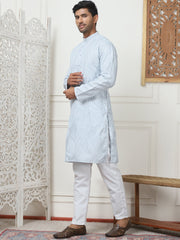 Embroidered Kurta Pyjama for Men-JOKP-PCD
