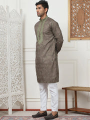 Men's Embroidered & Sequin Kurta Pyjama Sets-JOKP-PS