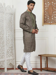 Men's Embroidered & Sequin Kurta Pyjama Sets-JOKP-PS