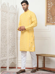 Embroidered & Sequin Cotton Kurta Pyjama Sets-JOKP-P