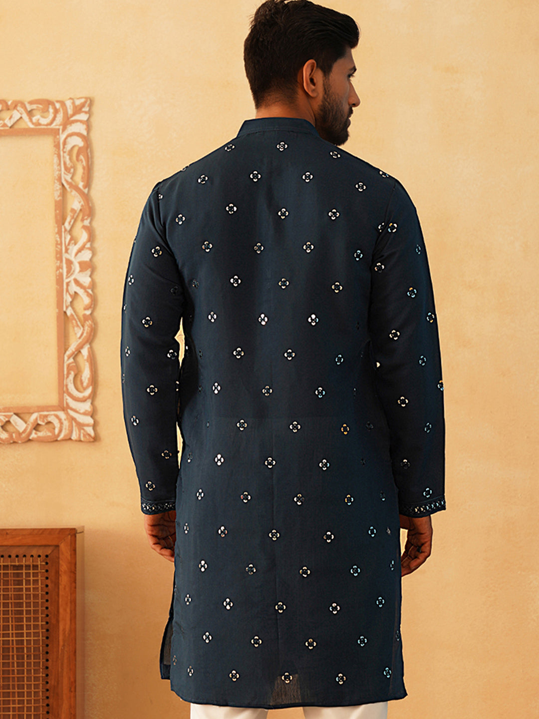 Peacock Embroidered Mens Kurta | Indian Kurta for Men