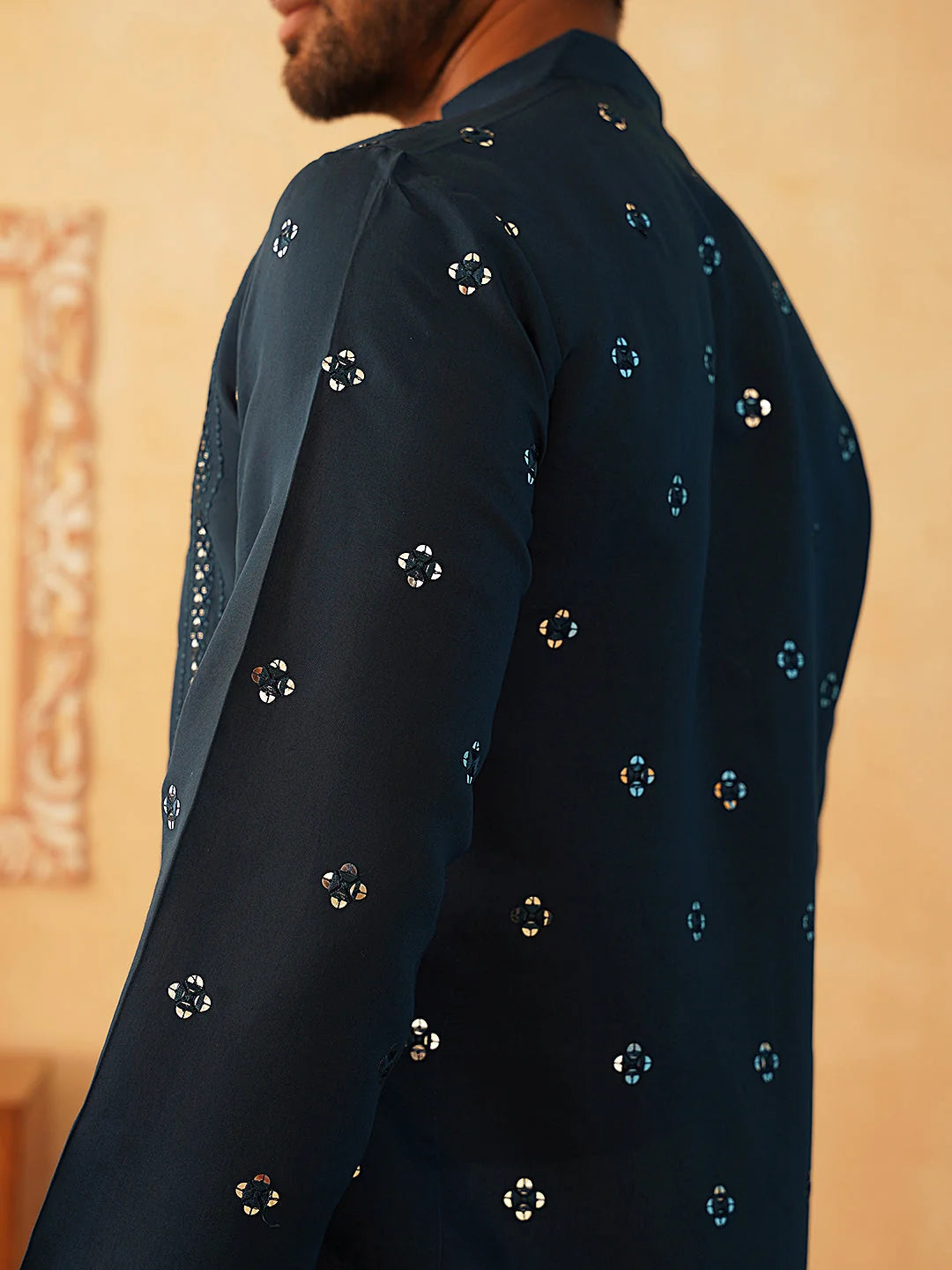 Peacock Cotton Mens Kurta Pajama Set | Embroidered Pathani