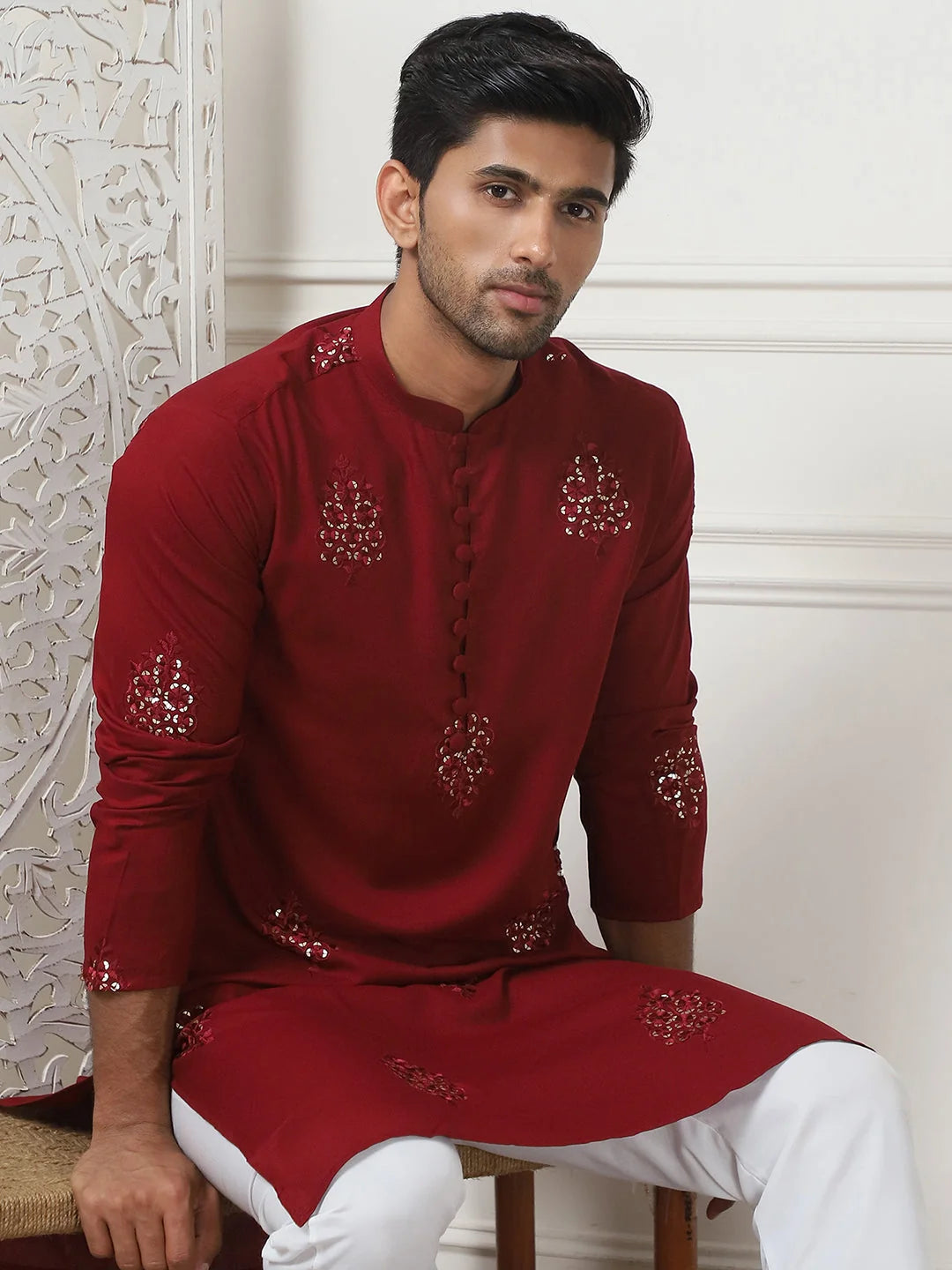Embroidered Viscose Straight Kurta Pyjama Set-JOKP-PY