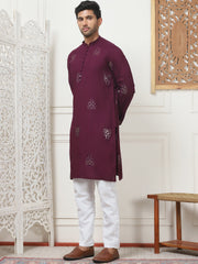 Embroidered Viscose Rayon Straight Kurta Pyjama Set-JOKP-PK