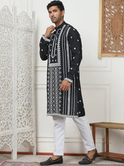 Embroidered & Sequin Cotton Blend Kurta Pyjama Sets-JOKP-PN