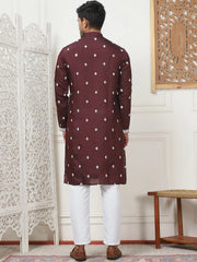 Embroidered & Sequin Cotton Blend Kurta Pyjama Sets-JOKP-P