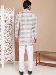 Printed Front Open Kurta With Trouser ( JOKP TP W 5090Olive )