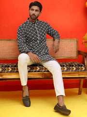 Embroidered Kurta Pyjama for Men ( JOKP P 5092 Black ) [FF] [L-16-5-4]