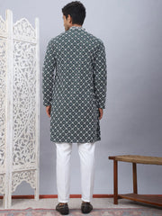 Embroidered Kurta Pyjama for Men-JOKP-5092Olive
