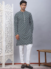 Embroidered Kurta Pyjama for Men-JOKP-5092Olive