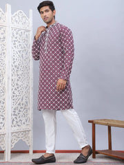 Embroidered Kurta Pyjama for Men-JOKP-5092Purple