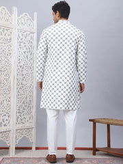 Embroidered Kurta Pyjama for Men-JOKP-5092White