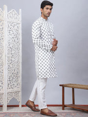 Embroidered Kurta Pyjama for Men-JOKP-5092White